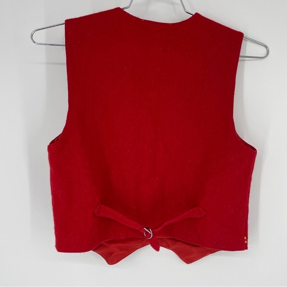 Vintage Christmas vest reindeer tree ugly wool blend - Picture 3 of 4